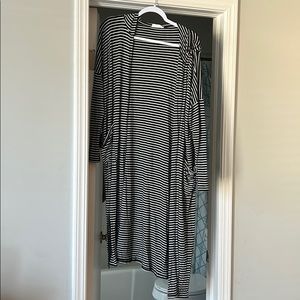 Long black and white striped cardigan